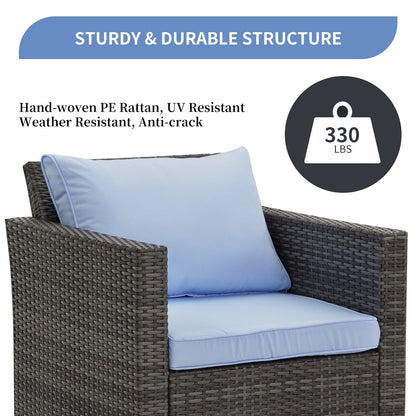 Ainfox Set di divani da esterno per patio Divano componibile in vimini Mobili da giardino Divano in rattan