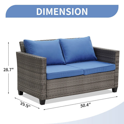 Ainfox Set di divani da esterno per patio Divano componibile in vimini Mobili da giardino Divano in rattan