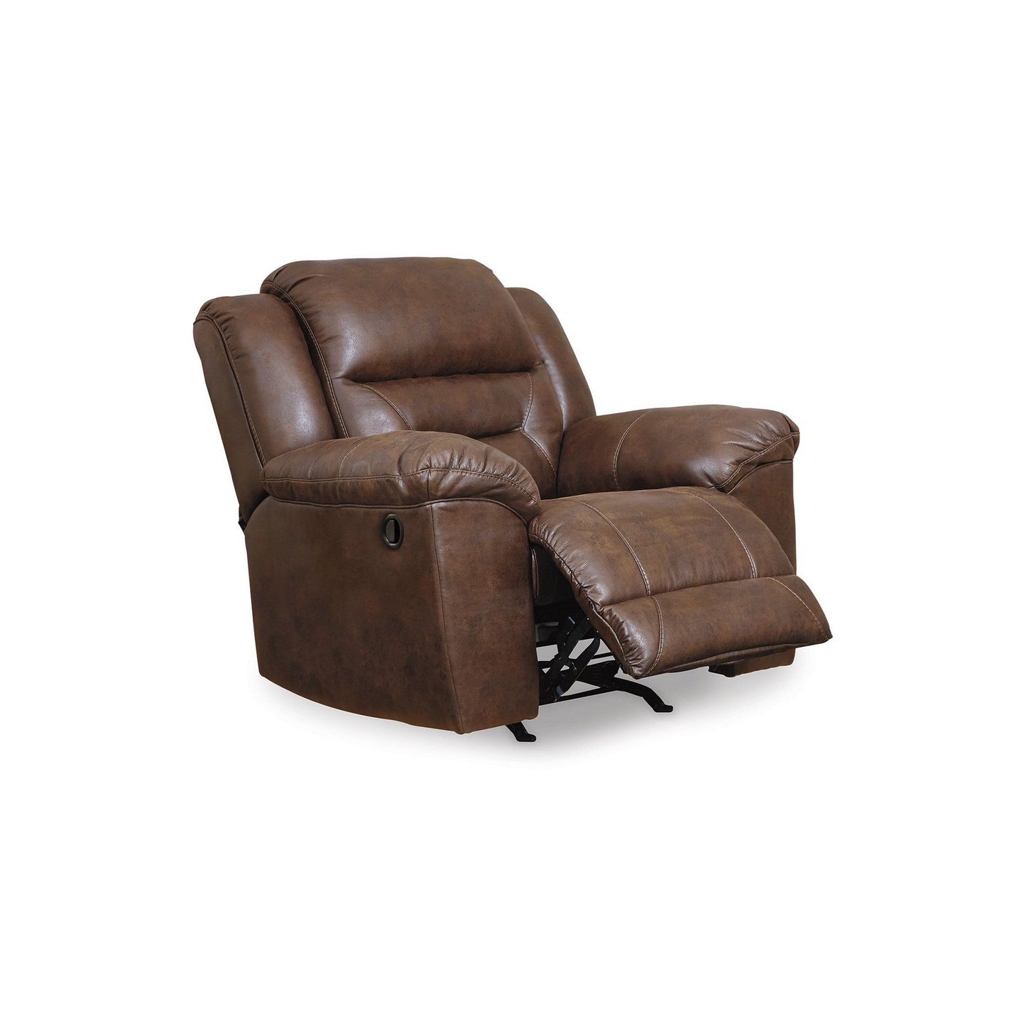 Poltrona reclinabile manuale Aky Rocker, in similpelle liscia color cioccolato