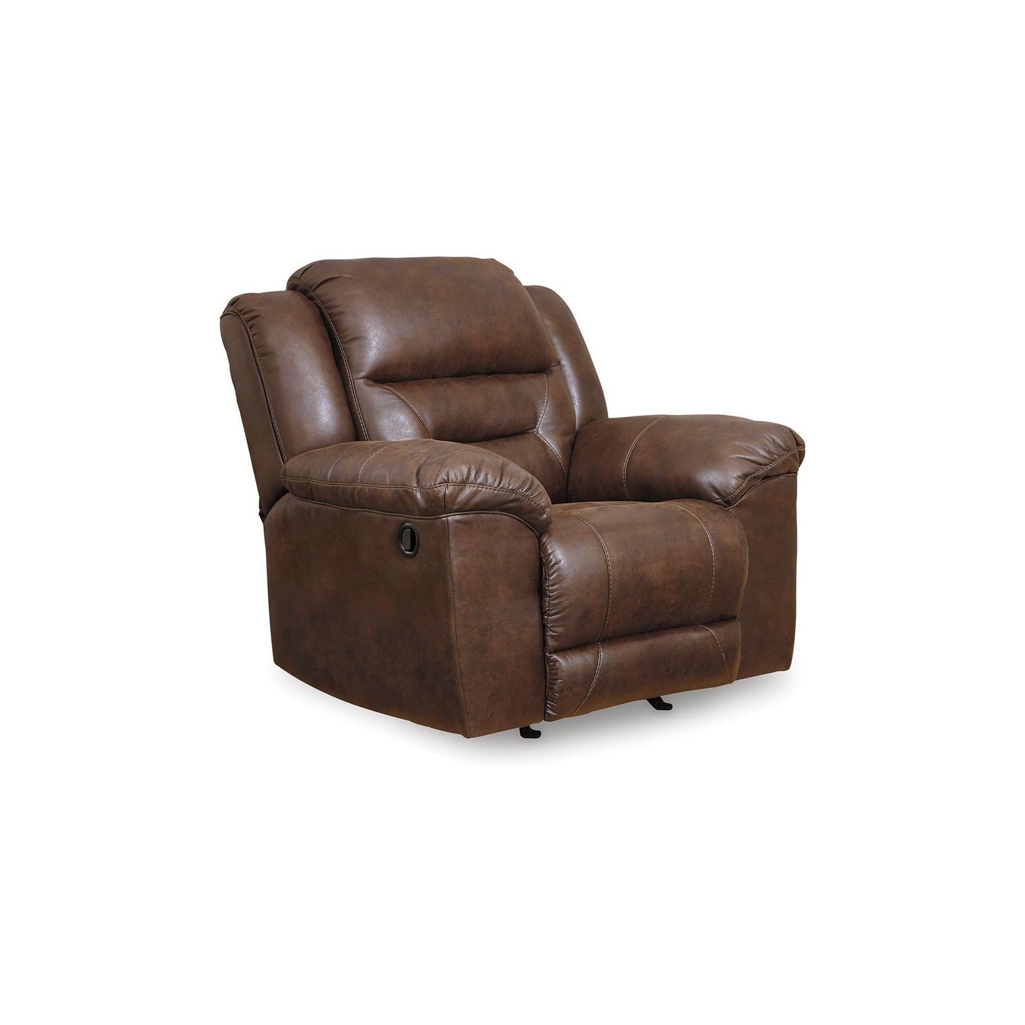 Poltrona reclinabile manuale Aky Rocker, in similpelle liscia color cioccolato