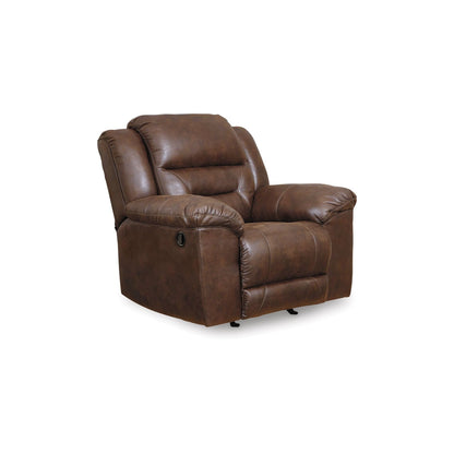 Poltrona reclinabile manuale Aky Rocker, in similpelle liscia color cioccolato