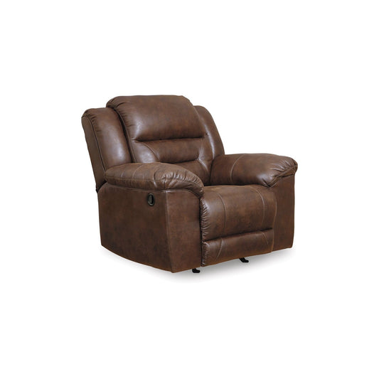 Poltrona reclinabile manuale Aky Rocker, in similpelle liscia color cioccolato