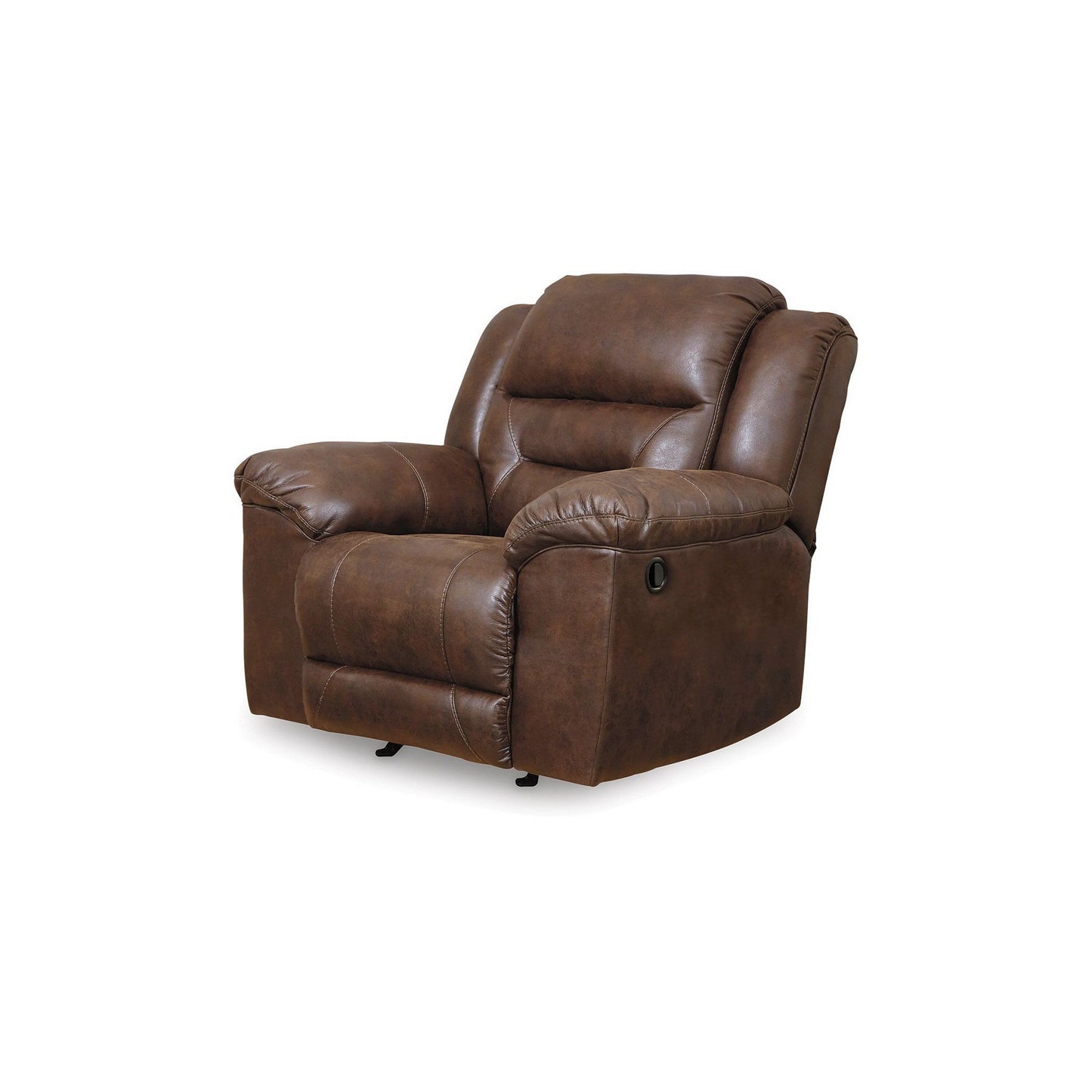 Poltrona reclinabile manuale Aky Rocker, in similpelle liscia color cioccolato