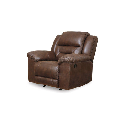 Poltrona reclinabile manuale Aky Rocker, in similpelle liscia color cioccolato