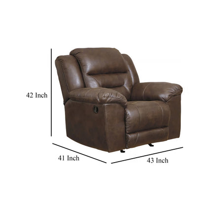 Poltrona reclinabile manuale Aky Rocker, in similpelle liscia color cioccolato