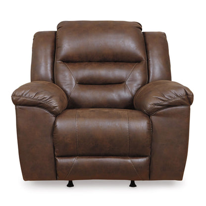 Poltrona reclinabile manuale Aky Rocker, in similpelle liscia color cioccolato