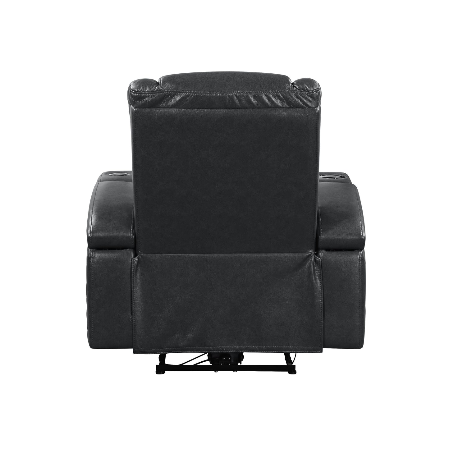 Poltrona reclinabile elettrica Alair Aire in pelle grigio scuro con Bluetooth e caricabatterie wireless, portabicchieri