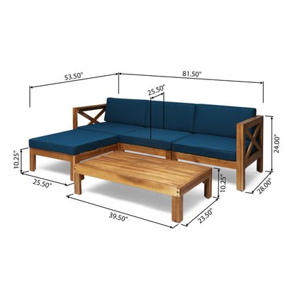 Set di divani da esterno Alcove in legno di acacia da 5 pezzi di Christopher Knight Home