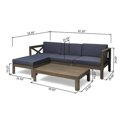 Set di divani da esterno Alcove in legno di acacia da 5 pezzi di Christopher Knight Home