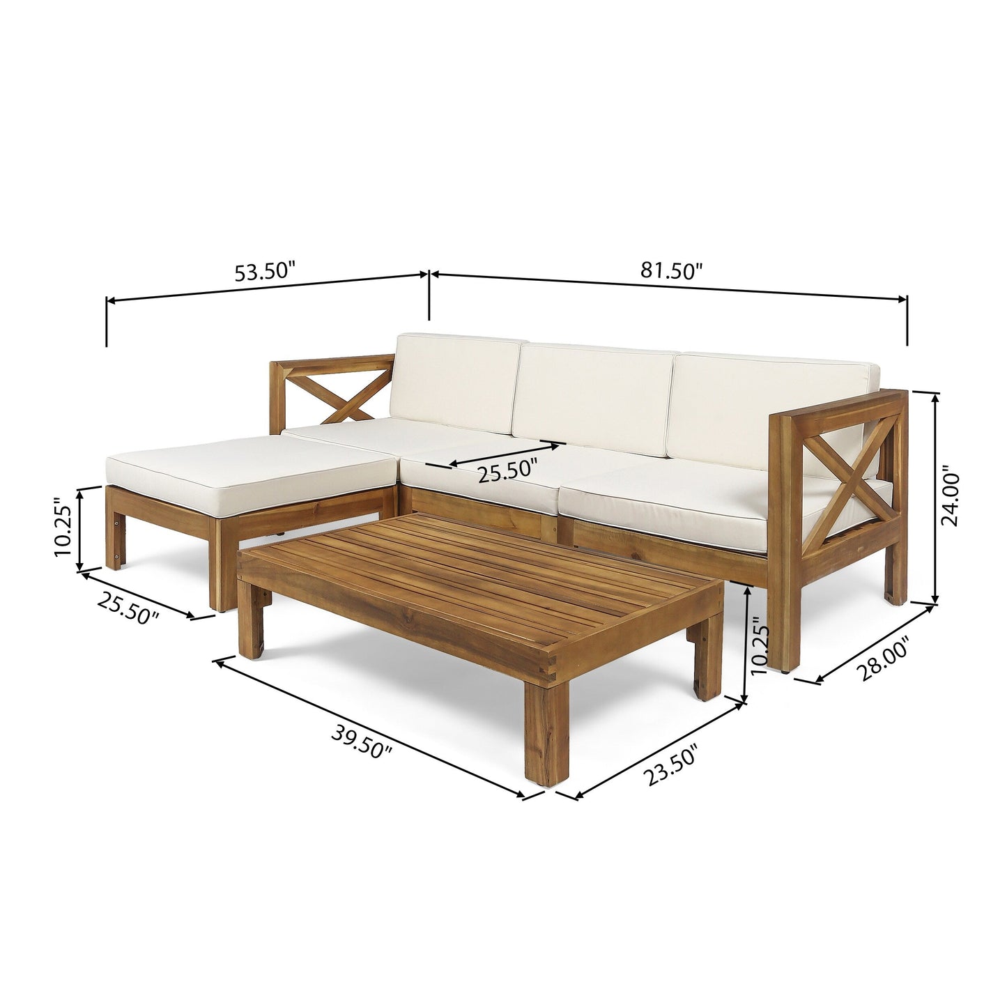 Set di divani da esterno Alcove in legno di acacia da 5 pezzi di Christopher Knight Home