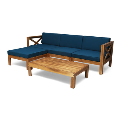 Set di divani da esterno Alcove in legno di acacia da 5 pezzi di Christopher Knight Home