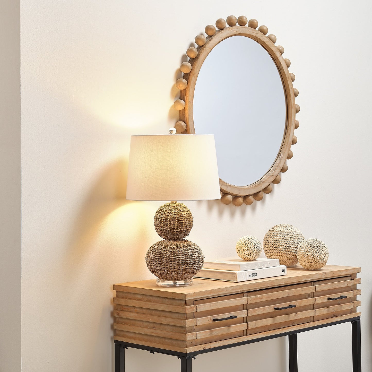 Specchio rotondo in legno Alden Décor Orion, naturale