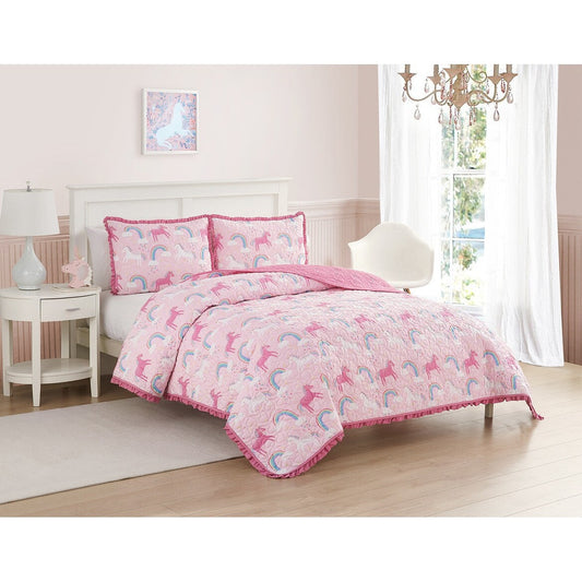 Set trapunta reversibile in microfibra ultra morbida Unicorn Parade