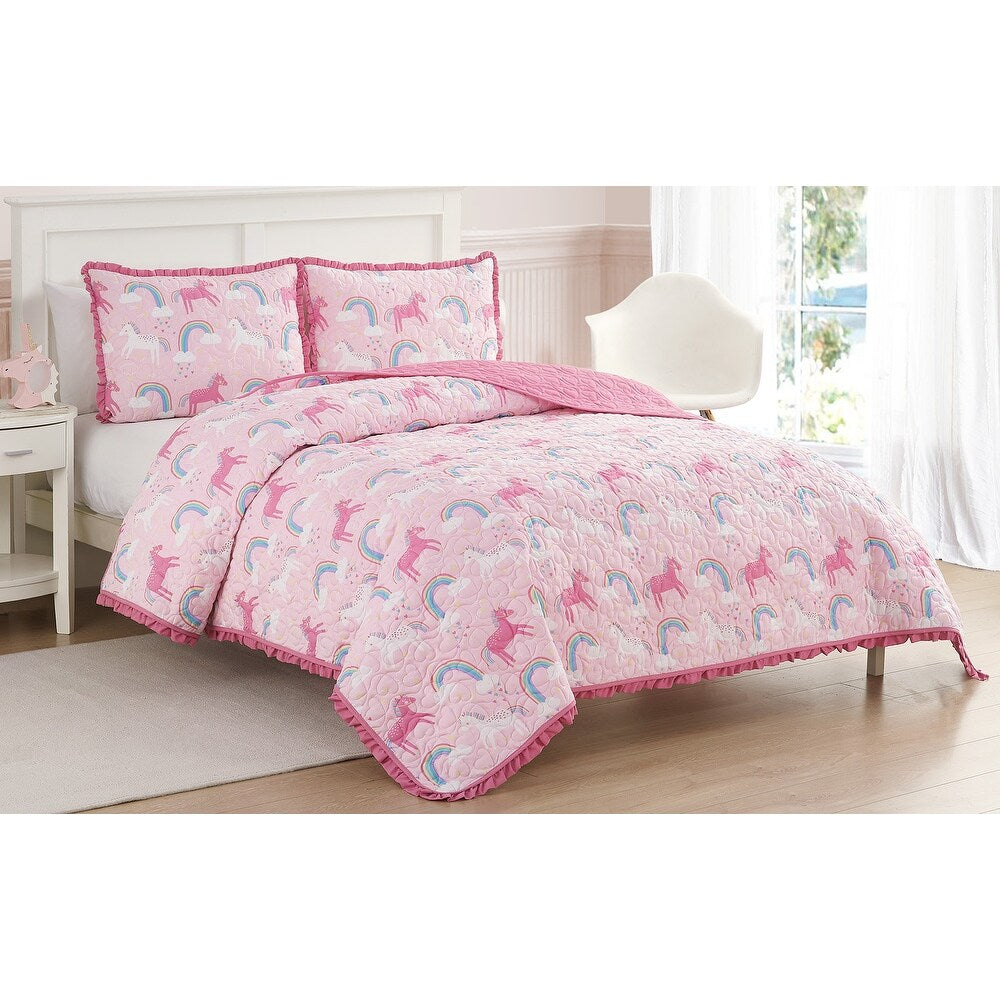 Set trapunta reversibile in microfibra ultra morbida Unicorn Parade