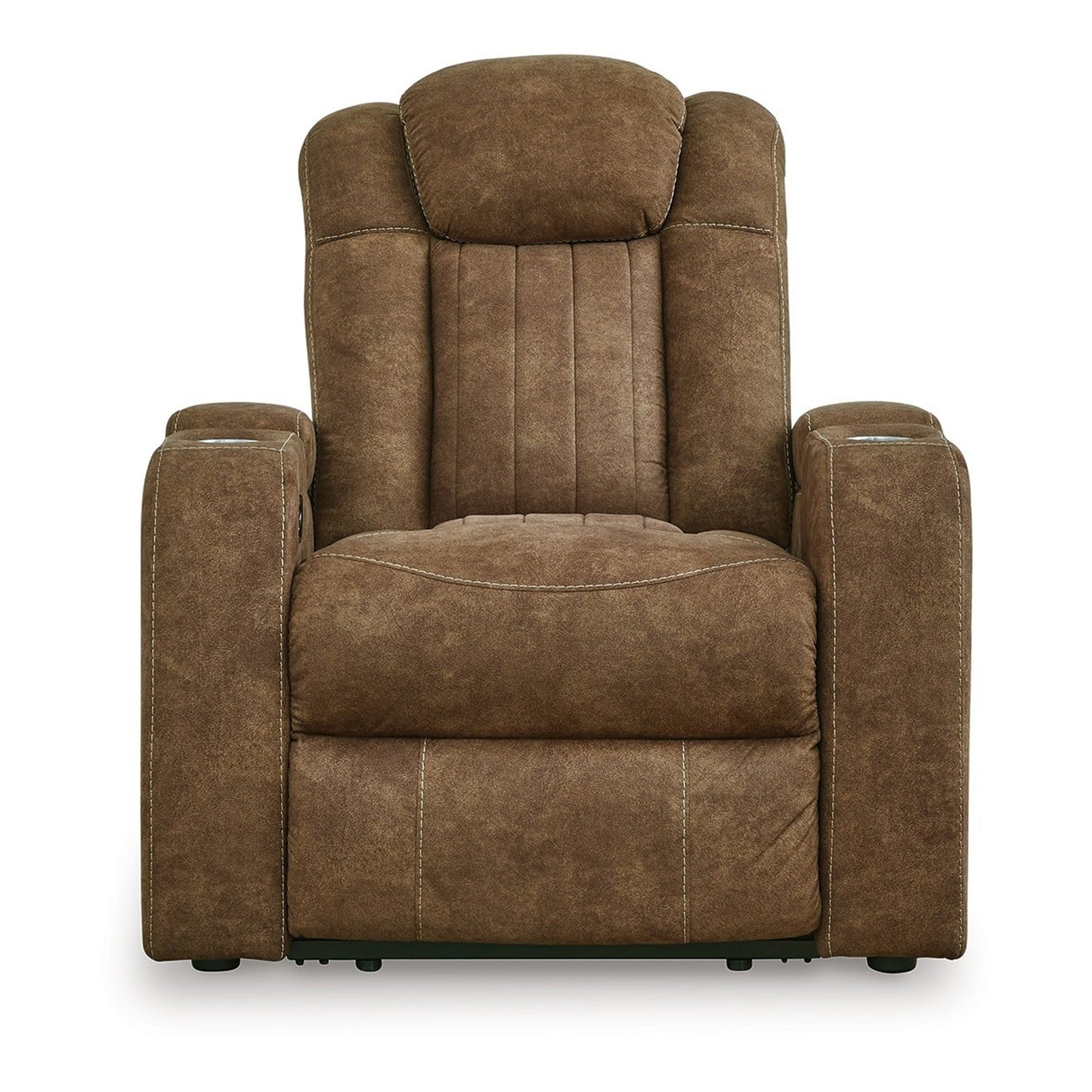 Poltrona reclinabile Alexy Power, portabicchieri, porta USB, similpelle marrone