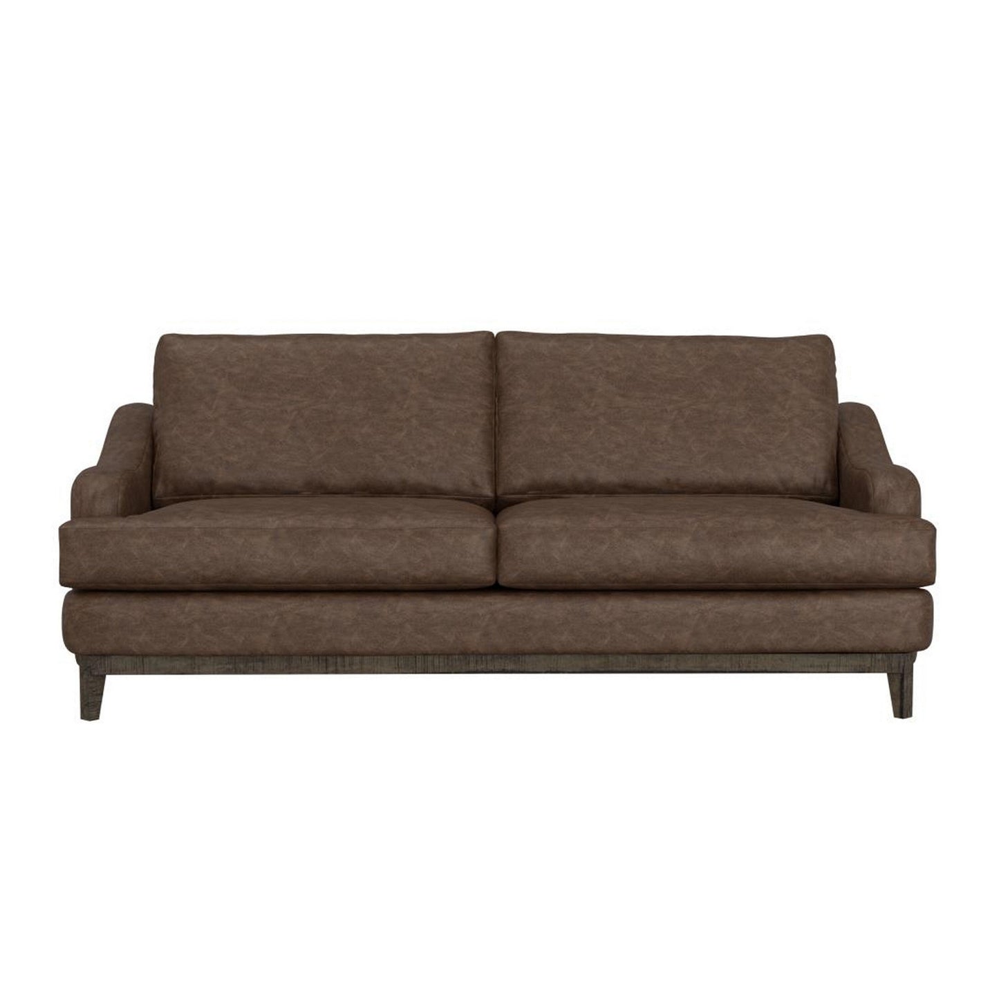 Divano Alfi, 85 pollici, 2 cuscini decorativi, moderno in similpelle marrone scuro