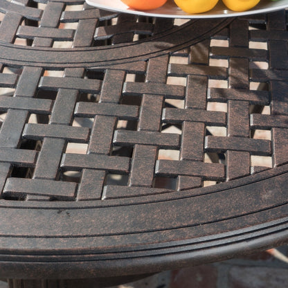Set da pranzo circolare da esterno Alfresco da 5 pezzi in alluminio pressofuso di Christopher Knight Home