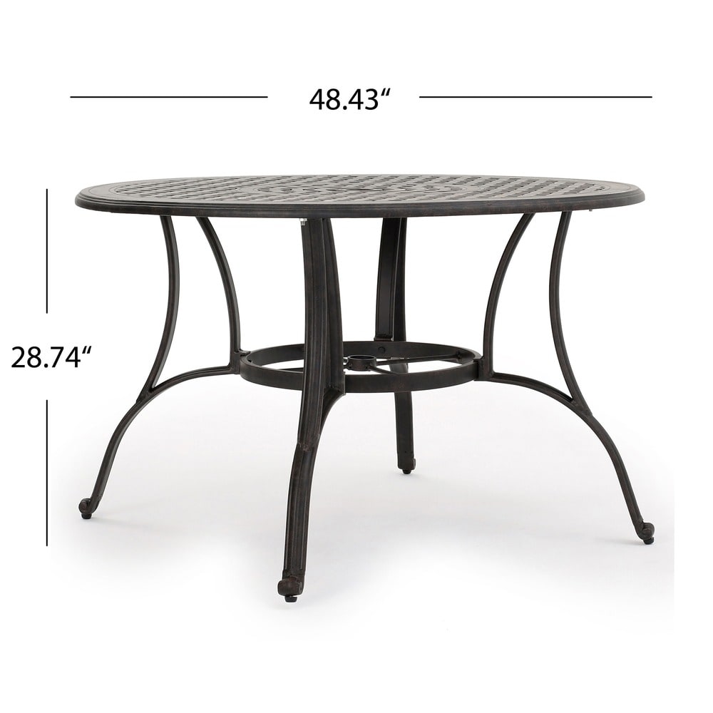 Set da pranzo circolare da esterno Alfresco da 5 pezzi in alluminio pressofuso di Christopher Knight Home