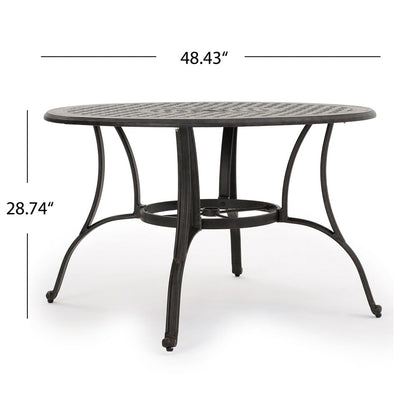 Set da pranzo circolare da esterno Alfresco da 5 pezzi in alluminio pressofuso di Christopher Knight Home
