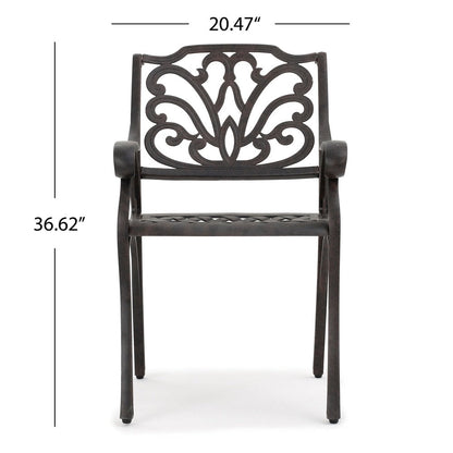 Set da pranzo circolare da esterno Alfresco da 5 pezzi in alluminio pressofuso di Christopher Knight Home