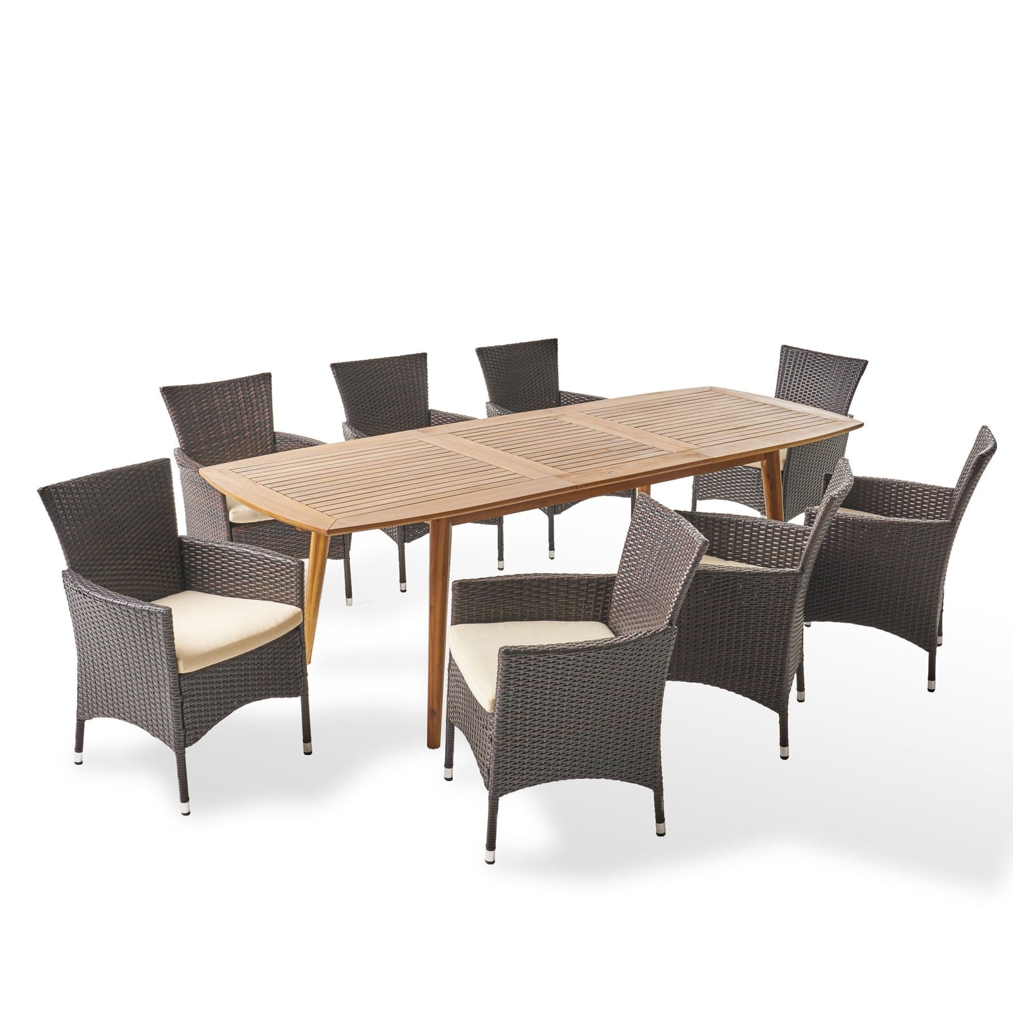 Set da pranzo da esterno Algoma in legno e vimini da 9 pezzi di Christopher Knight Home