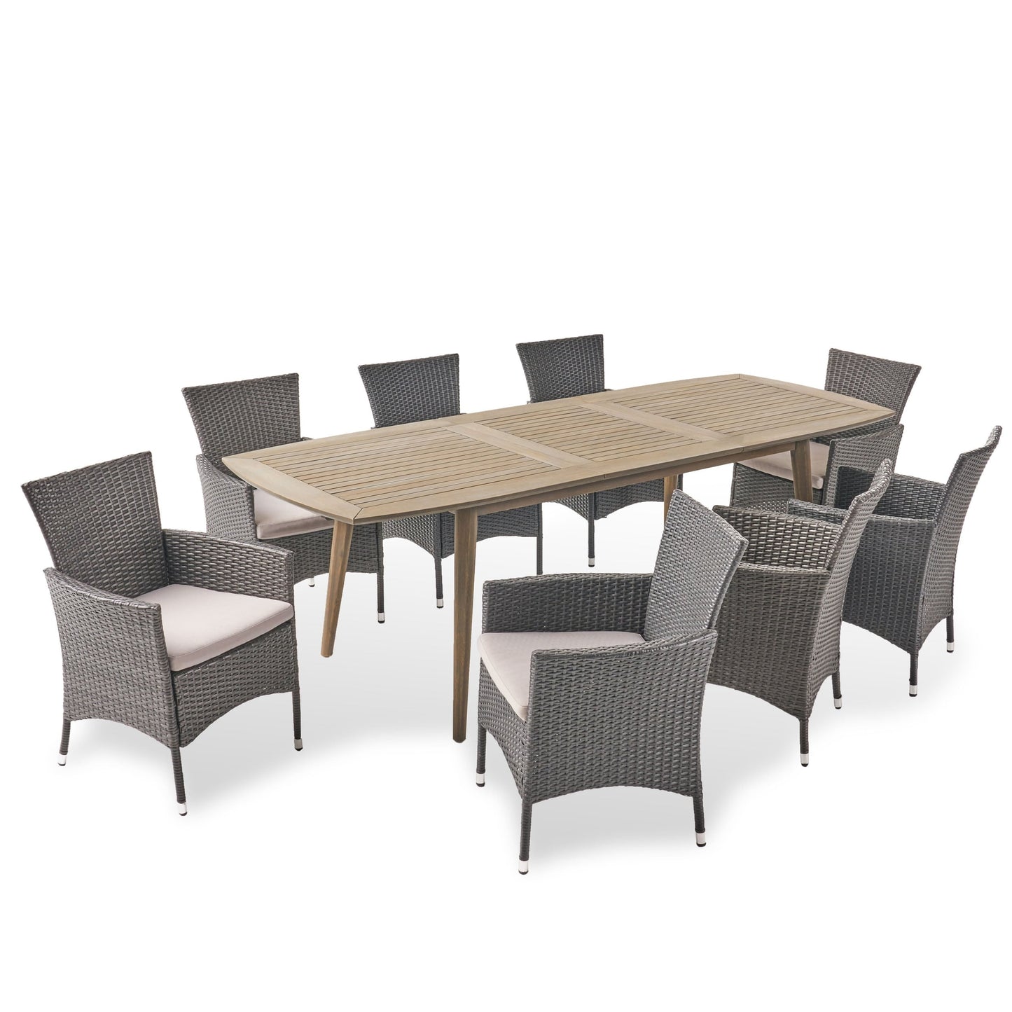 Set da pranzo da esterno Algoma in legno e vimini da 9 pezzi di Christopher Knight Home