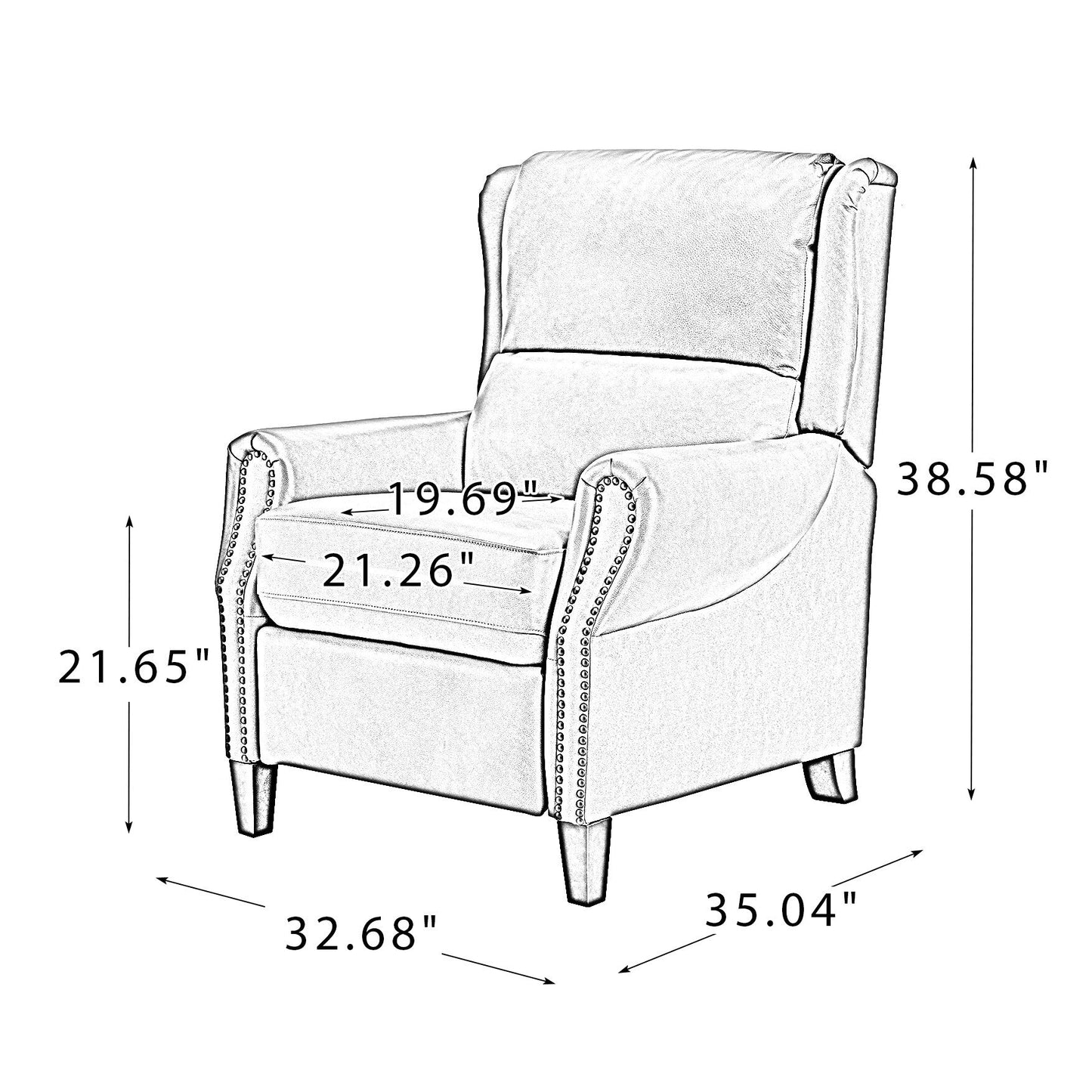 Poltrona reclinabile manuale Alicia 32.68 Wide in vera pelle