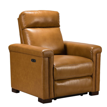 Poltrona reclinabile elettrica classica contemporanea Alicia da 34,65 pollici in vera pelle con porta USB (set da 2)