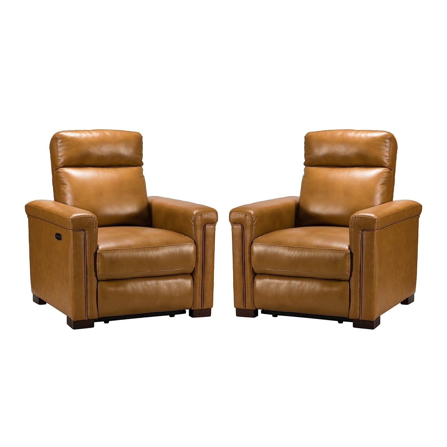 Poltrona reclinabile elettrica classica contemporanea Alicia da 34,65 pollici in vera pelle con porta USB (set da 2)