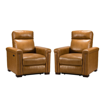 Poltrona reclinabile elettrica classica contemporanea Alicia da 34,65 pollici in vera pelle con porta USB (set da 2)