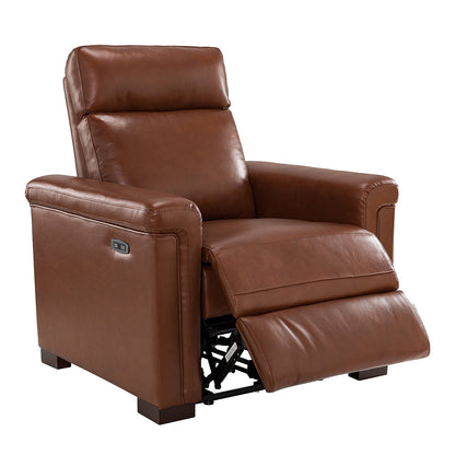 Poltrona reclinabile elettrica classica contemporanea Alicia da 34,65 pollici in vera pelle con porta USB (set da 2)