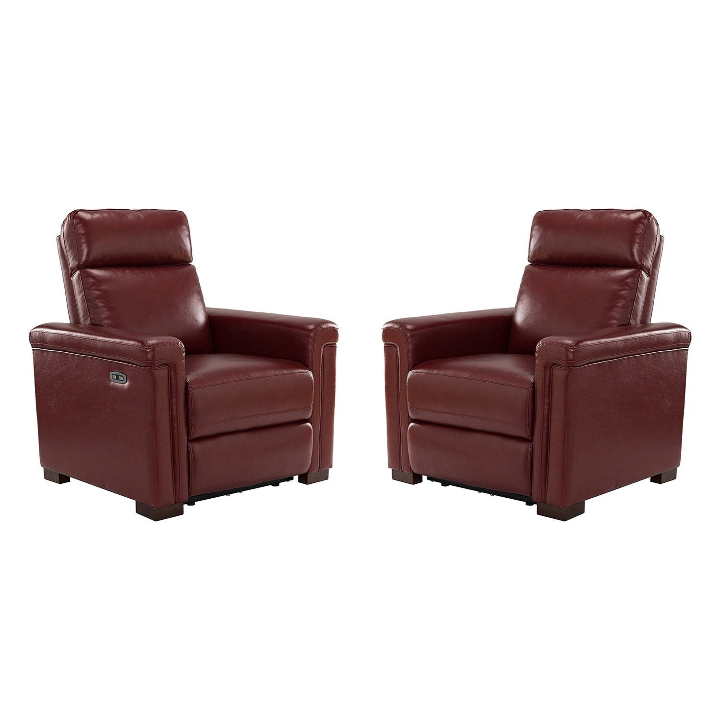 Poltrona reclinabile elettrica classica contemporanea Alicia da 34,65 pollici in vera pelle con porta USB (set da 2)