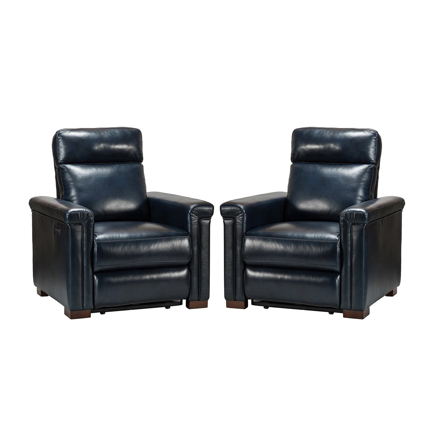 Poltrona reclinabile elettrica classica contemporanea Alicia da 34,65 pollici in vera pelle con porta USB (set da 2)
