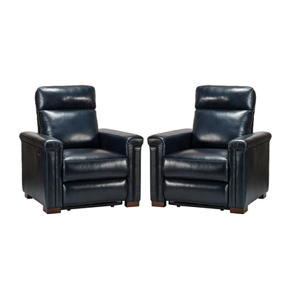 Poltrona reclinabile elettrica classica contemporanea Alicia da 34,65 pollici in vera pelle con porta USB (set da 2)