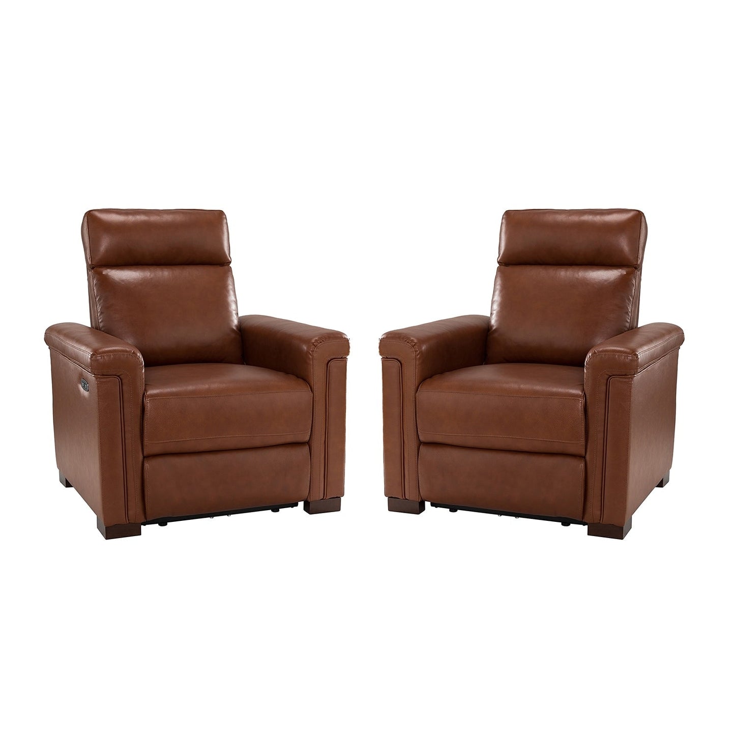 Poltrona reclinabile elettrica classica contemporanea Alicia da 34,65 pollici in vera pelle con porta USB (set da 2)