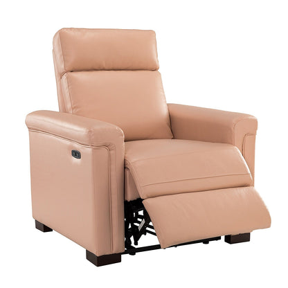 Poltrona reclinabile elettrica classica contemporanea Alicia da 34,65 pollici in vera pelle con porta USB (set da 2)