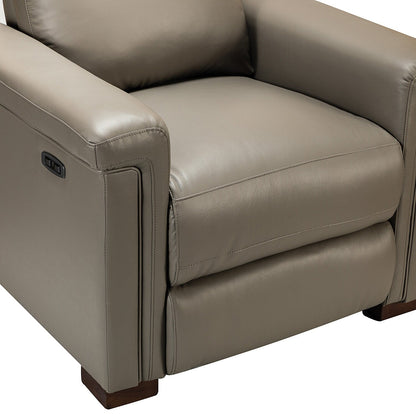 Poltrona reclinabile elettrica classica contemporanea Alicia da 34,65 pollici in vera pelle con porta USB (set da 2)