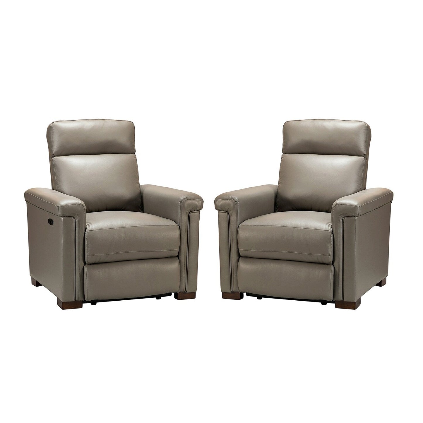 Poltrona reclinabile elettrica classica contemporanea Alicia da 34,65 pollici in vera pelle con porta USB (set da 2)