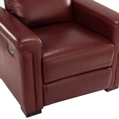 Poltrona reclinabile elettrica classica contemporanea Alicia da 34,65 pollici in vera pelle con porta USB (set da 2)