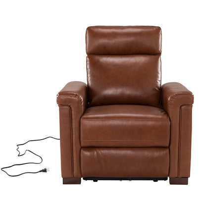 Poltrona reclinabile elettrica classica contemporanea Alicia da 34,65 pollici in vera pelle con porta USB (set da 2)
