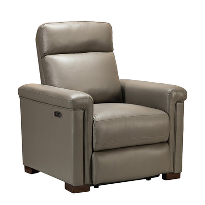 Poltrona reclinabile elettrica classica contemporanea Alicia da 34,65 pollici in vera pelle con porta USB (set da 2)