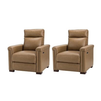 Poltrona reclinabile elettrica classica contemporanea Alicia da 34,65 pollici in vera pelle con porta USB (set da 2)