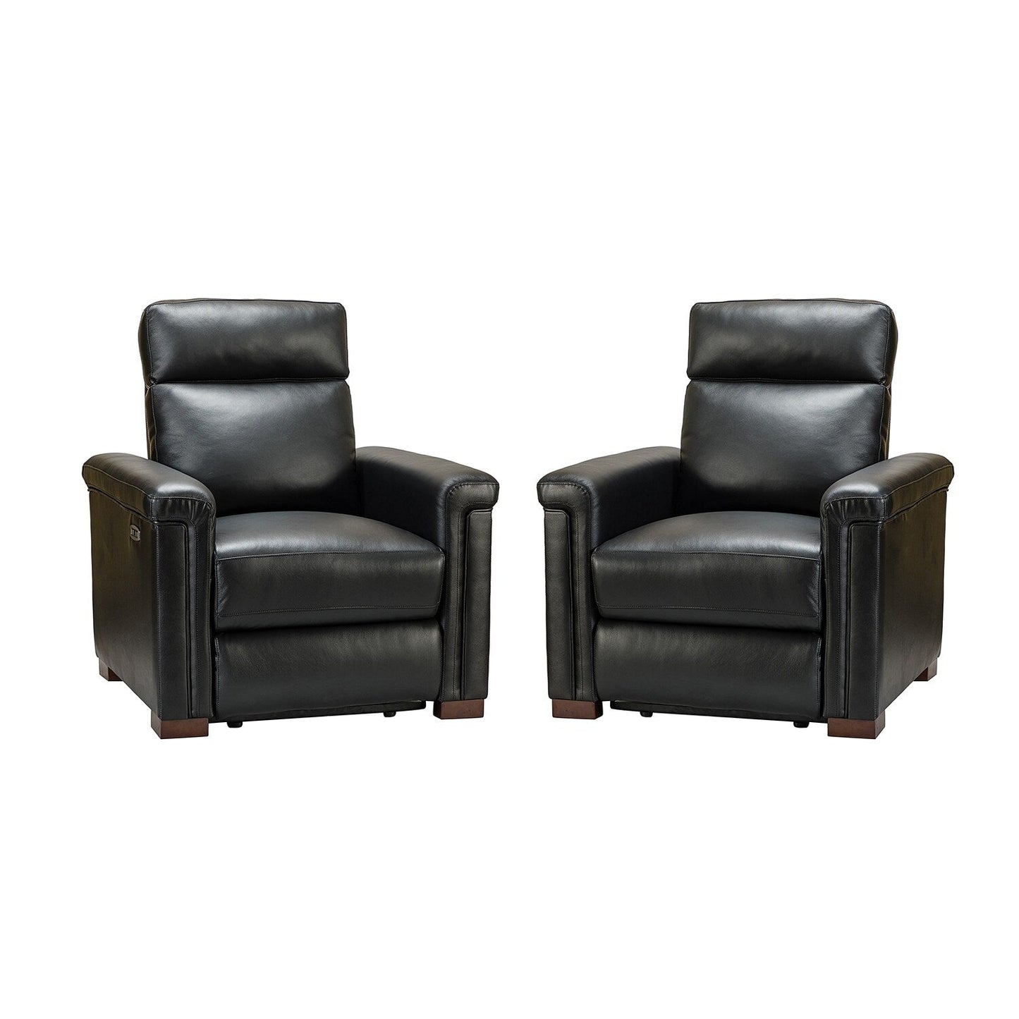 Poltrona reclinabile elettrica classica contemporanea Alicia da 34,65 pollici in vera pelle con porta USB (set da 2)