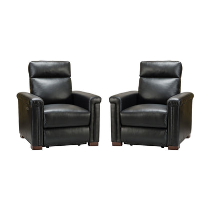 Poltrona reclinabile elettrica classica contemporanea Alicia da 34,65 pollici in vera pelle con porta USB (set da 2)