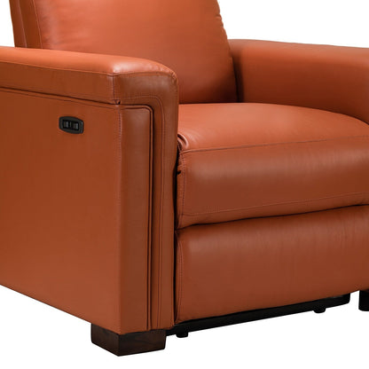 Poltrona reclinabile elettrica classica contemporanea Alicia da 34,65 pollici in vera pelle con porta USB (set da 2)