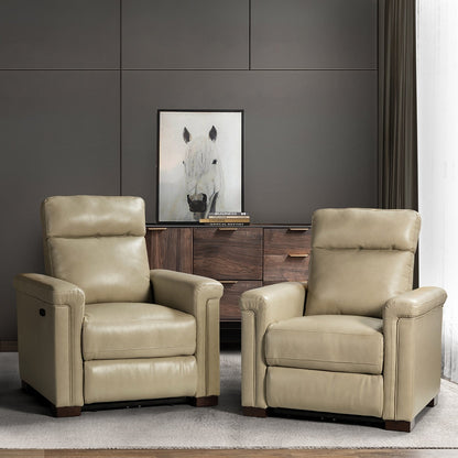 Poltrona reclinabile elettrica classica contemporanea Alicia da 34,65 pollici in vera pelle con porta USB (set da 2)