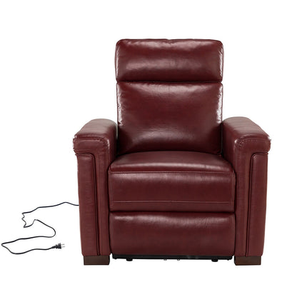 Poltrona reclinabile elettrica classica contemporanea Alicia da 34,65 pollici in vera pelle con porta USB (set da 2)