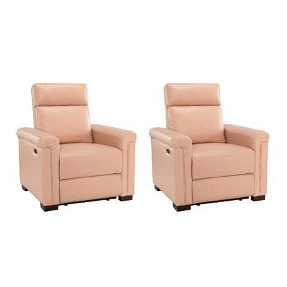 Poltrona reclinabile elettrica classica contemporanea Alicia da 34,65 pollici in vera pelle con porta USB (set da 2)