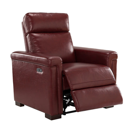 Poltrona reclinabile elettrica classica contemporanea Alicia da 34,65 pollici in vera pelle con porta USB (set da 2)