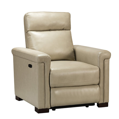 Poltrona reclinabile elettrica classica contemporanea Alicia da 34,65 pollici in vera pelle con porta USB (set da 2)